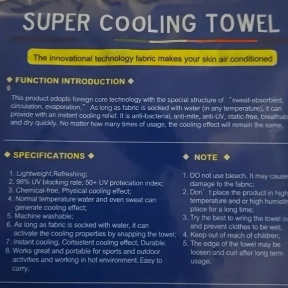 COOLTOWEL Super Cooling Towel NEW The fabric makes your skin air conditioned - Picture 3 of 4